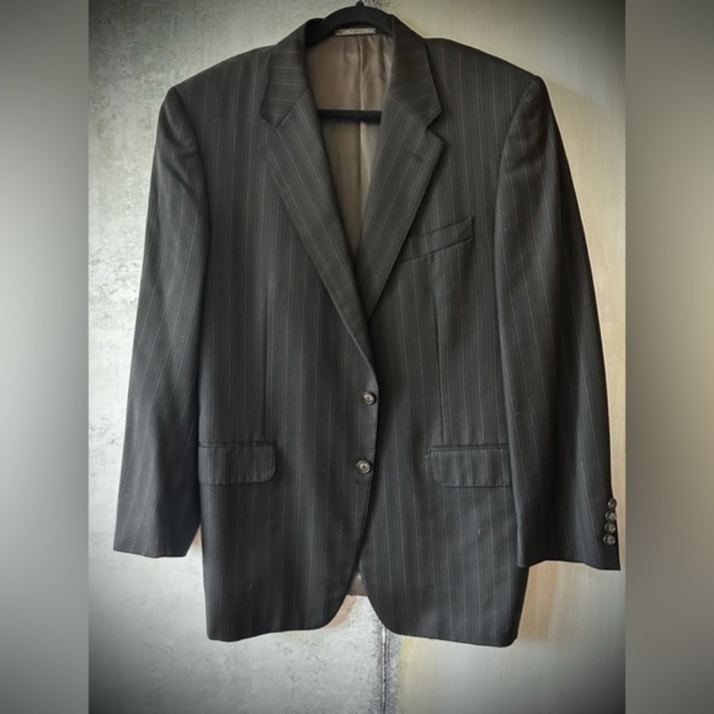 CORNELIANI Italy Super 120’s Virgin Wool Pin Strip Men’s Suit Jacket, 42